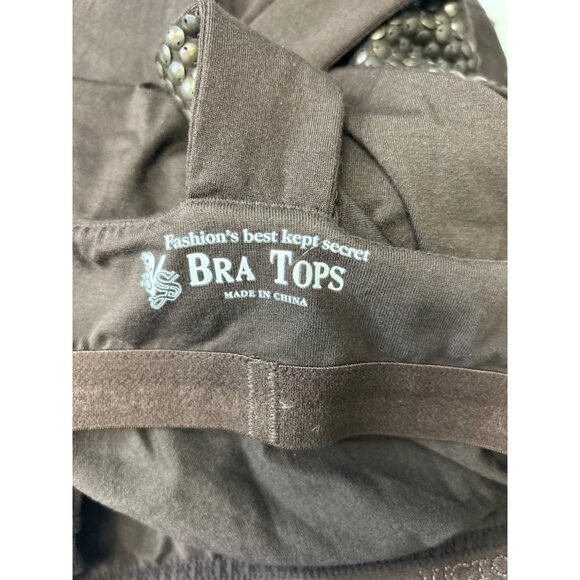 Bra Tops Embellished V-Neck Womens Tunic Dress Size M Brown - Picture 6 of 10